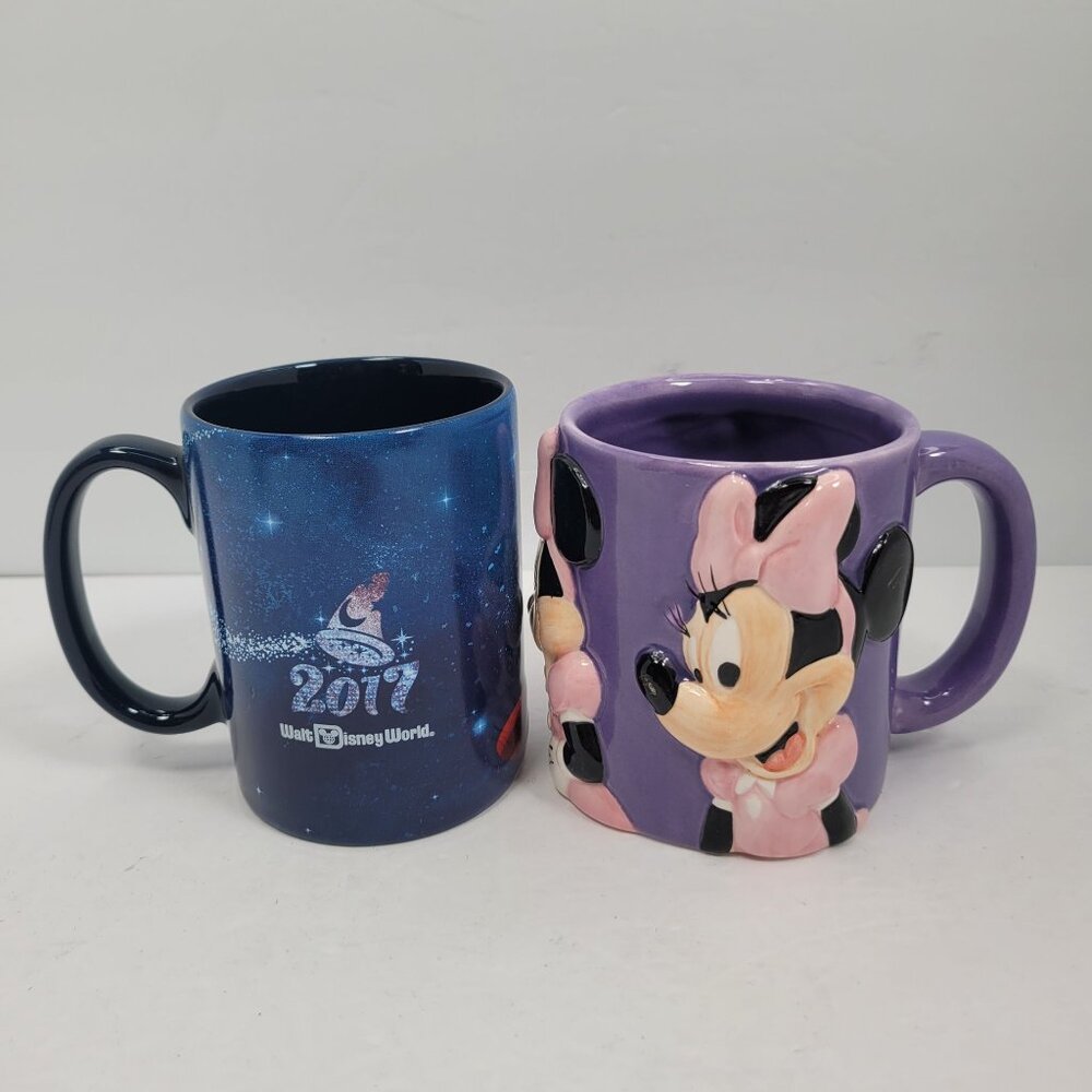 Disney World 2017 Mickey & Minnie Mouse 3D Ceramic Mugs Set Of 2 - Picture 2 of 9
